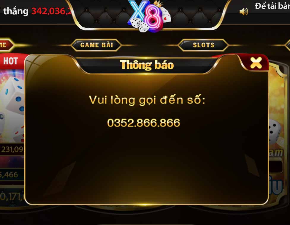 Hotline của cổng game X8